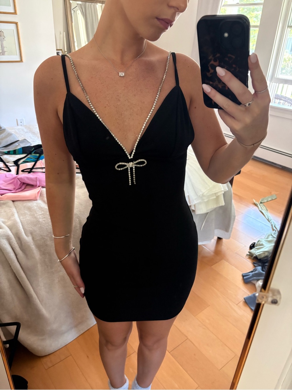 Black Rhinestone-Trim mini